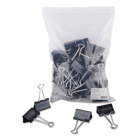 Binder Clips In Zip-seal Bag, Large, Black-silver, 36-pack