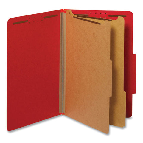 Bright Colored Pressboard Classification Folders, 2 Dividers, Legal Size, Ruby Red, 10-box