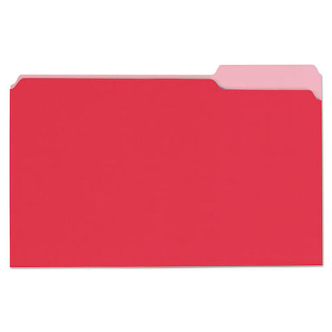Deluxe Colored Top Tab File Folders, 1-3-cut Tabs, Legal Size, Red-light Red, 100-box
