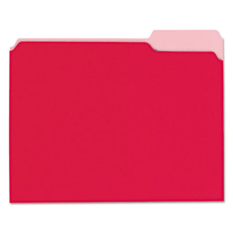 Interior File Folders, 1-3-cut Tabs, Letter Size, Red, 100-box