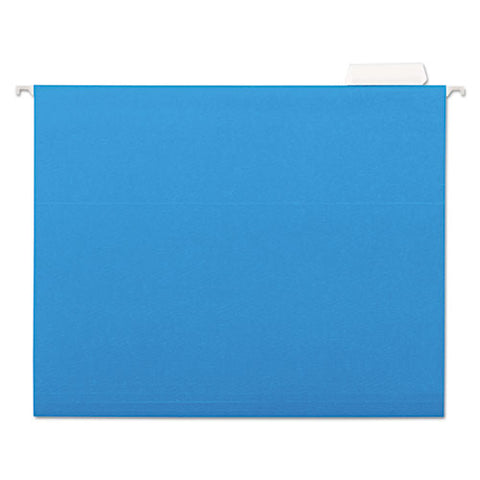 Deluxe Bright Color Hanging File Folders, Letter Size, 1-5-cut Tab, Blue, 25-box