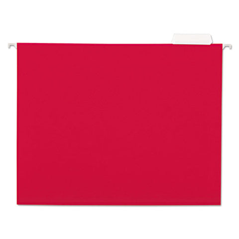 Deluxe Bright Color Hanging File Folders, Letter Size, 1-5-cut Tab, Red, 25-box