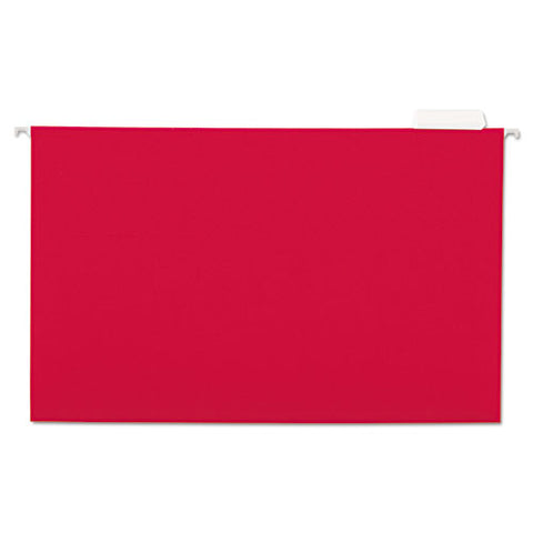 Deluxe Bright Color Hanging File Folders, Legal Size, 1-5-cut Tab, Red, 25-box