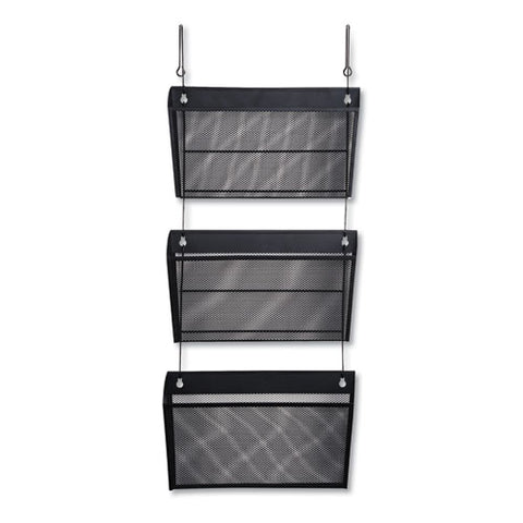 Mesh Three-pack Wall Files With Hanger, Letter, Black