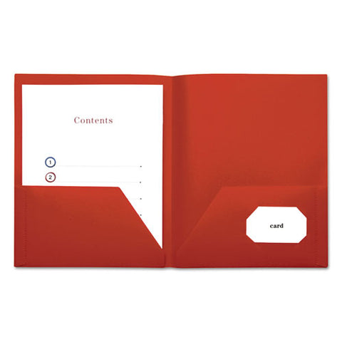 Two-pocket Plastic Folders, 11 X 8 1-2, Red, 10-pack