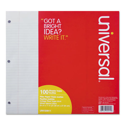 Filler Paper, 3-hole, 8.5 X 11, Medium-college Rule, 100-pack