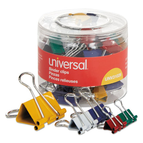 Binder Clips In Dispenser Tub, Assorted Sizes And Colors, 30-pack