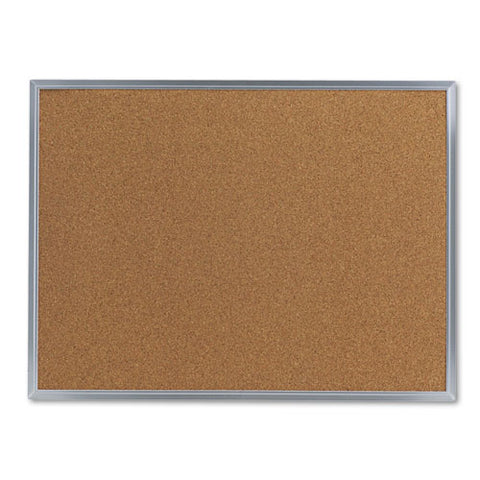 Bulletin Board, Natural Cork, 24 X 18, Satin-finished Aluminum Frame