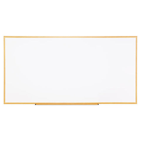 Dry-erase Board, Melamine, 96 X 48, White, Oak-finished Frame