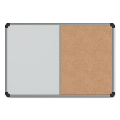 Cork-dry Erase Board, Melamine, 24 X 18, Black-gray Aluminum-plastic Frame