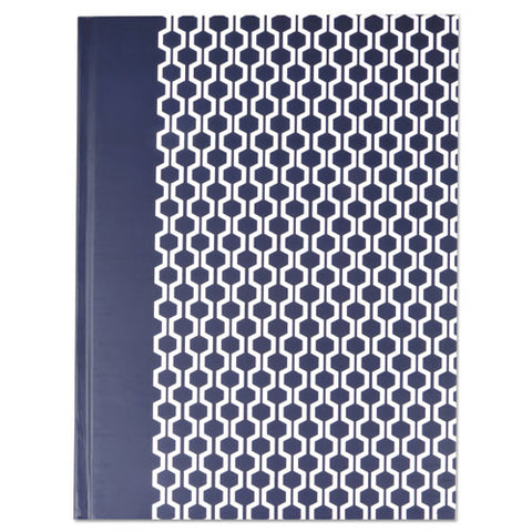 Casebound Hardcover Notebook, Wide-legal Rule, Blue-hex Pattern, 10.25 X 7.68, 150 Sheets