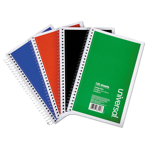 Wirebound Notebook, 3 Subjects, Medium-college Rule, Assorted Color Covers, 9.5 X 6, 120 Sheets, 4-pack