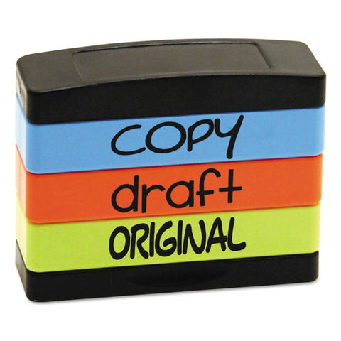 Stack Stamp, Copy, Draft, Original, 1 13-16 X 5-8, Assorted Fluorescent Ink