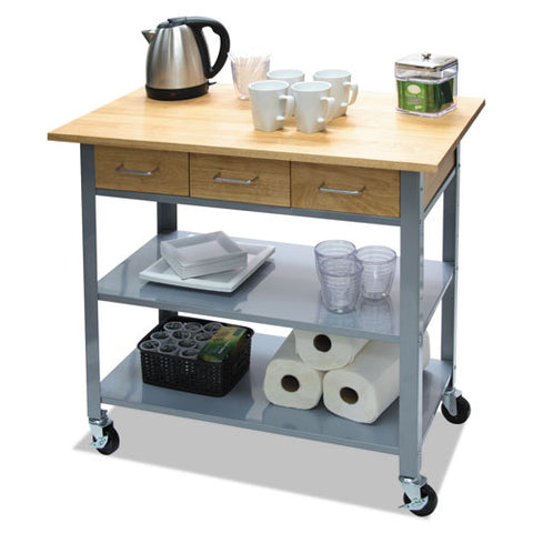 Countertop Serving Cart, 35.5w X 19.75d X 34.25h, Silver-brown