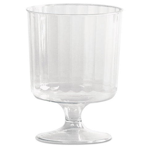 Classic Crystal Plastic Wine Glasses On Pedestals, 5 Oz., Clear, Fluted, 10-pack