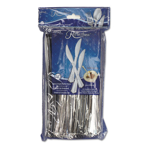 Reflections Heavyweight Plastic Utensils, Knife, Silver, 7 1-2", 40-pack