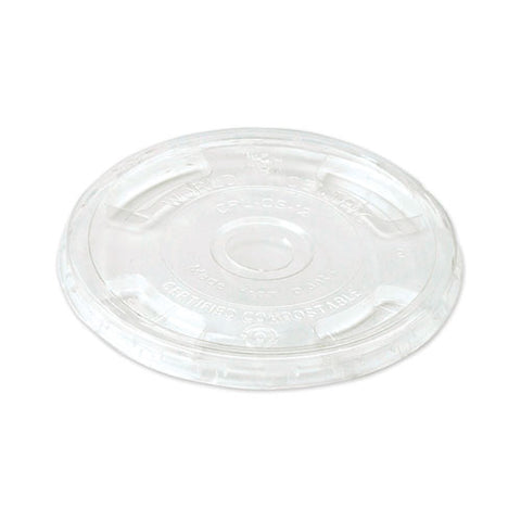 Ingeo Pla Clear Cold Cup Lids, Flat Lid, Fits 9-24 Oz Cups, 1,000-carton