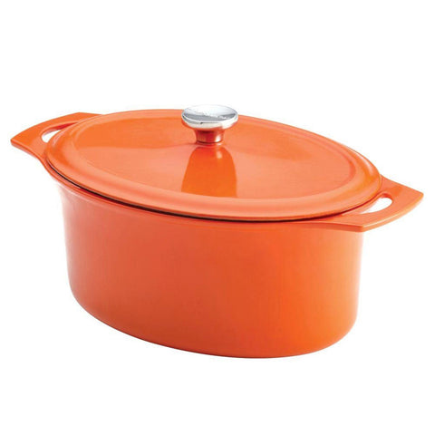 Rachael Ray Cast Iron, 6.5-Quart Covered Oval Casserole-Orange