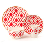 Medallion Trellis 16pc Dinnerware Set-Coral Stoneware