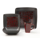 Gibson Elite Cabazon 16 Piece Dinnerware Set in Red