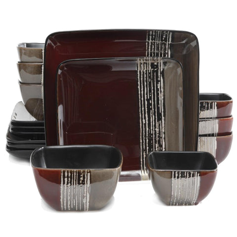 Gibson Elite Contempo Cove 16 Piece Doublebowl, Red
