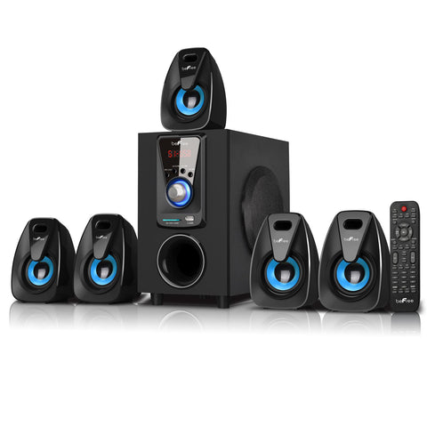 beFree Sound 5.1 Channel Surround Sound Bluetooth Speaker System- Blue
