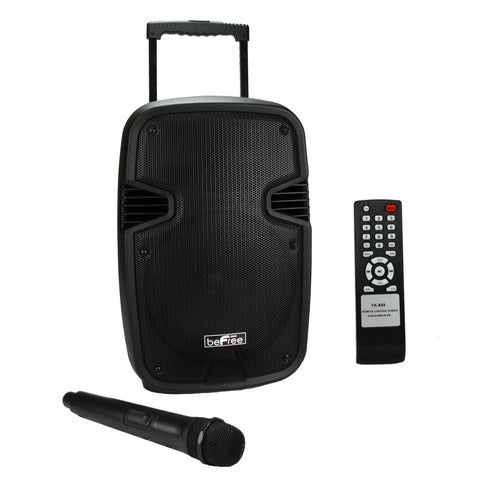 beFree Sound 10" Bluetooth Portable Speaker with USB/SD FM Radio and Lights