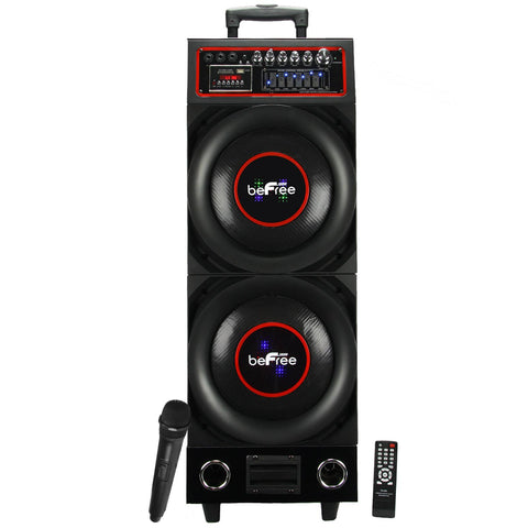beFree Sound 10" Double Subwoofer Bluetooth Portable Speaker 800W with USB/SD FM Radio