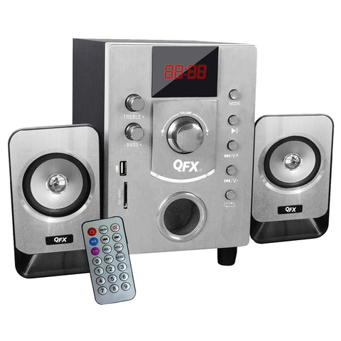 QFX 2.1 Channel NFC Bluetooth Speaker with :USB/SD Port- Silver