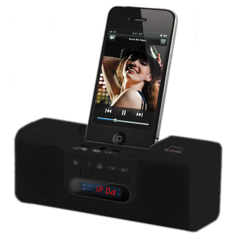 Bluetooth Docking Speaker with Radio and Clock-BLACK