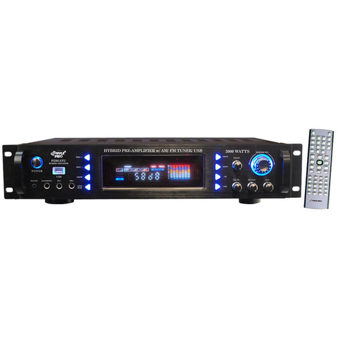 Pyle 3000 Watts Hybrid Pre Amplifier with AM/FM Tuner/ USB