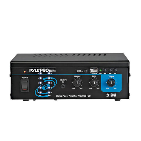 Pyle Mini 2x120 Watt Stereo Power Amplifier w/ USB & CD Input