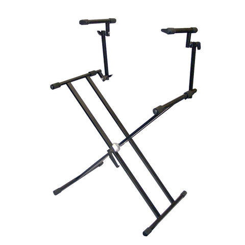 Pyle Two Tier Double X Braced Heavy-Duty DJ Coffin / Keyboard Stand
