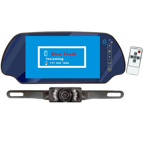 Pyle PLCM7300BT 7"TFT Mirror Monitor W/ Rear-View Night Vision Camera Built-In Bluetooth