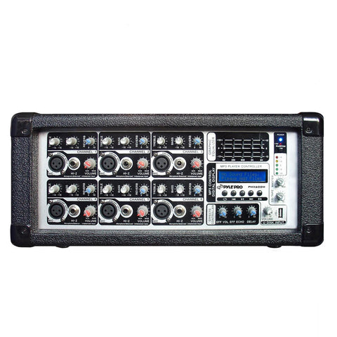 Pyle 6 Channel 600 Watts Powered Mixer with MP3
