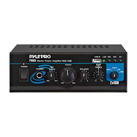 Pyle Mini 2x40 Watt Stereo Power Amplifier with USB/AUX Inputs