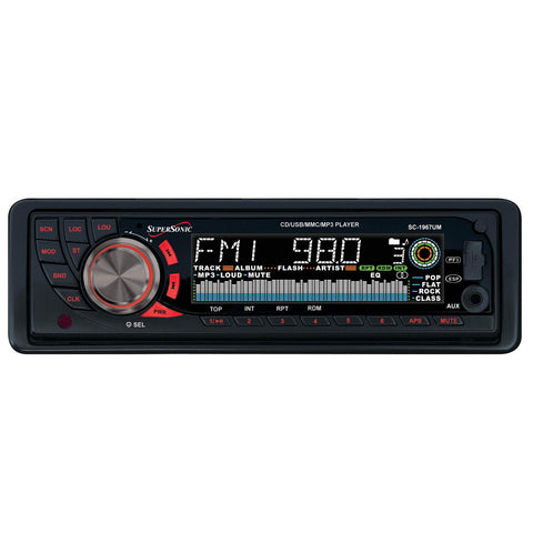 Supersonic Mp3/Cd Receiver With Am/Fm Radio, Usb/Sd Inputs, Aux In & Detachable Panel