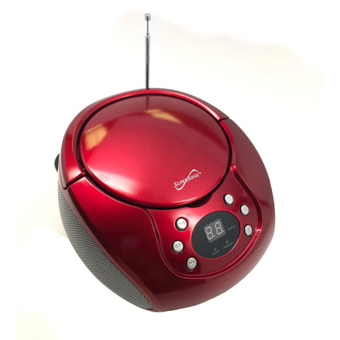 Supersonic Portable MP3/CD Player with AM/FM Radio- Red