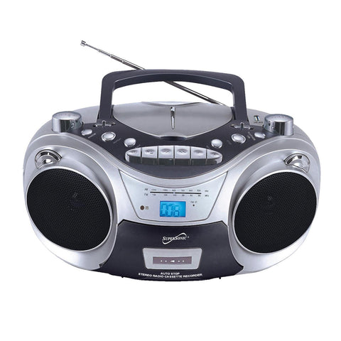 Supersonic SC-709 Portable MP3/CD Player with Cassette Recorder, AM/FM Radio & USB Input