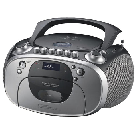 Supersonic SC-715 Portable MP3/CD Player with Cassette Recorder, AM/FM Radio & USB Input