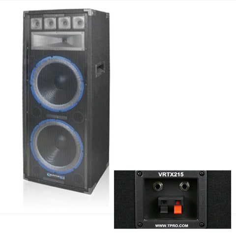 Double 15" Seven way Carpeted Cabinet Speaker w/ Steel Grill