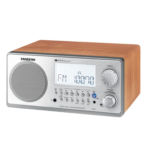 Sangean FM-RDS (RBDS) / AM Wooden Cabinet Table Top Digital Tuning Receiver- Walnut