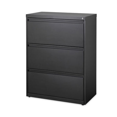 Lateral File, Three Legal/letter/a4-size File Drawers, 30" X 18.62" X 40.25", Black