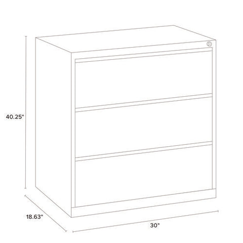 Lateral File, 3 Legal/letter-size File Drawers, Light Gray, 30" X 18.62" X 40.25"