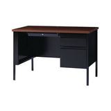 Single Pedestal Steel Desk, 45.5" X 24" X 29.5", Mocha/black, Black Legs