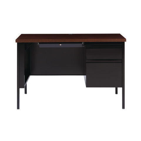 Single Pedestal Steel Desk, 45.5" X 24" X 29.5", Mocha/black, Black Legs