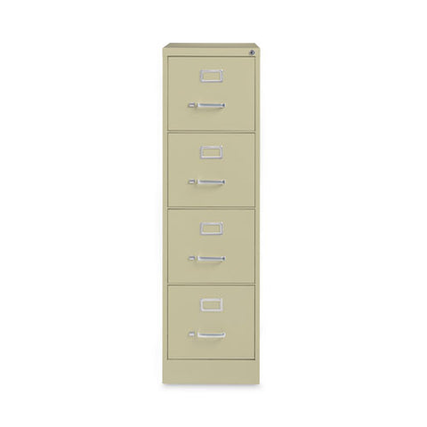 Four-drawer Economy Vertical File, Letter-size File Drawers, 15" X 26.5" X 52", Putty