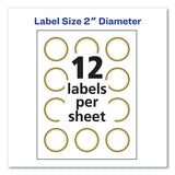Round Labels, 2" Dia, White With Gold Border, 12/sheet, 10 Sheets/pack