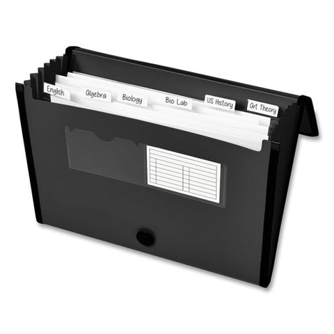 Expanding File Folder Organizer, 7 Sections, Hook/loop Closure, Letter Size, Black