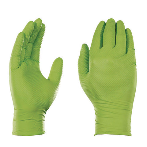 Heavy-duty Industrial Nitrile Gloves, Powder-free, 8 Mil, Medium, Green, 100 Gloves/box, 10 Boxes/carton